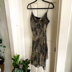 90’s Cowl Neck Animal Print Midi Dress
